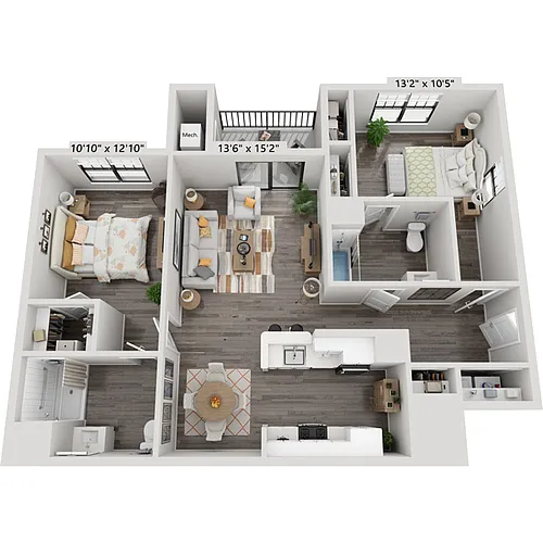 Floor plan Two Bedroom B2E1