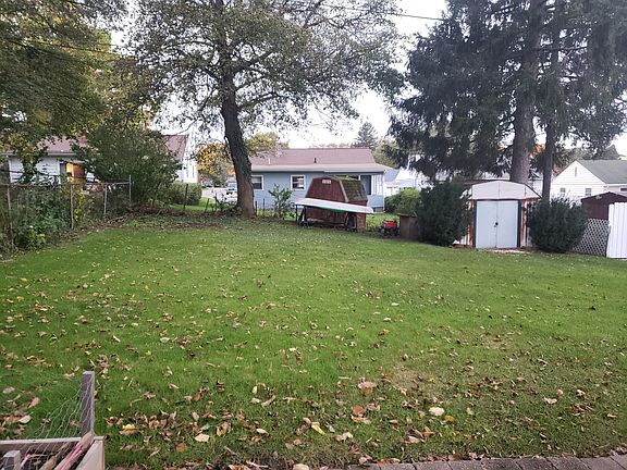 Back yard with shed.