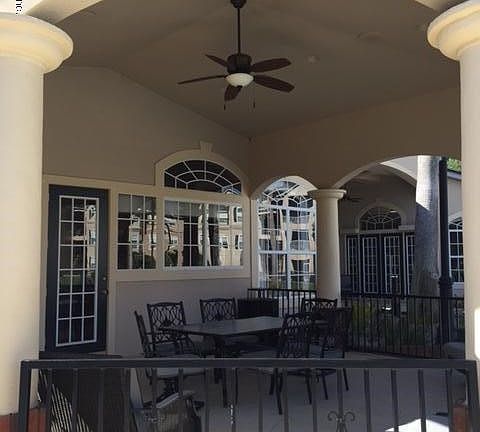 poolside covered dining area