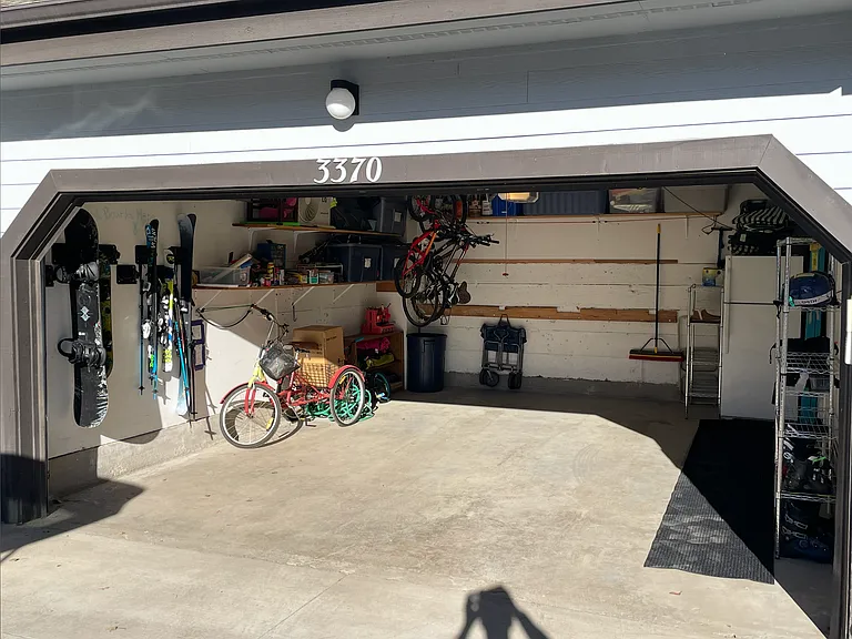 Large two car garage.