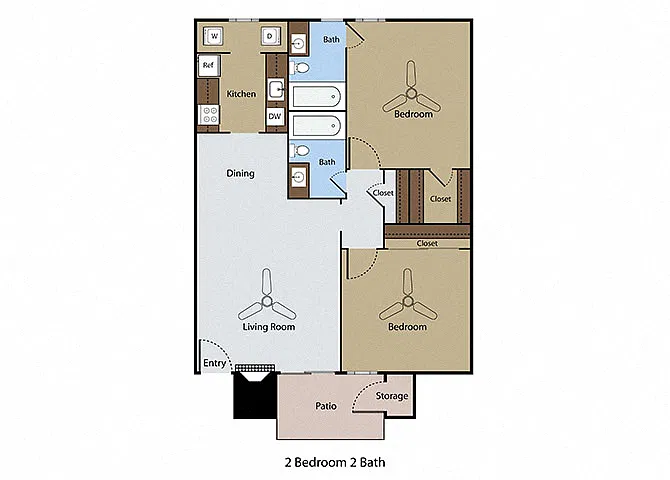 Floor plan 2 BR 2 BA