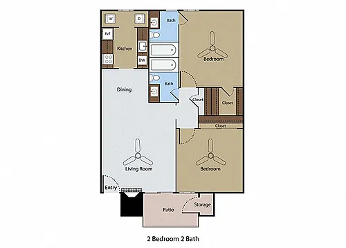 Floor plan 2 BR 2 BA