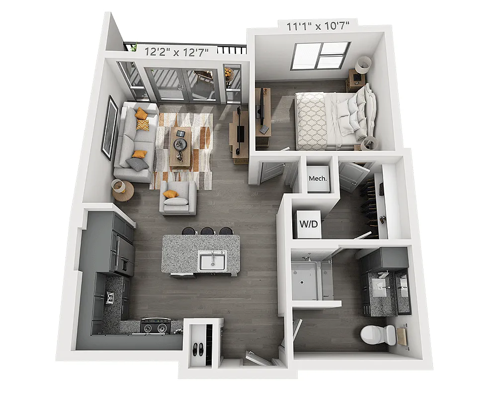 Floor plan One Bedroom A1H-II