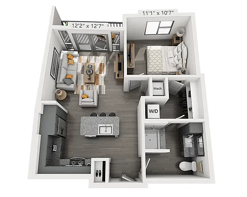 Floor plan One Bedroom A1H-II