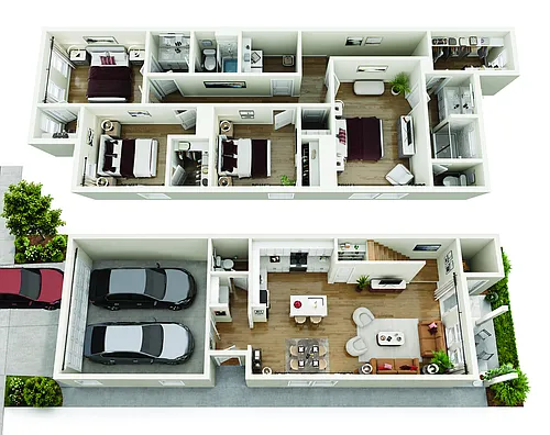 Floor plan Four Bedroom Townhome