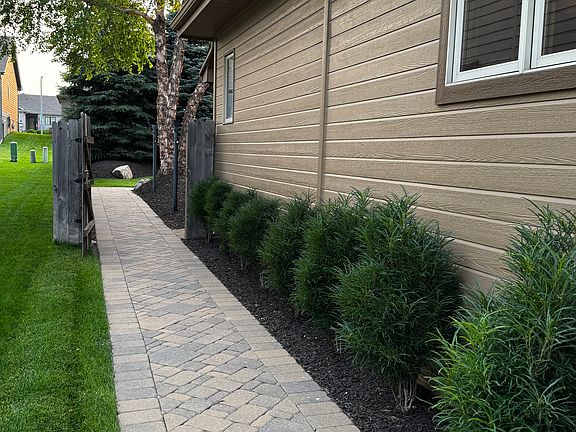custom pavers, private fenced backyard oasis