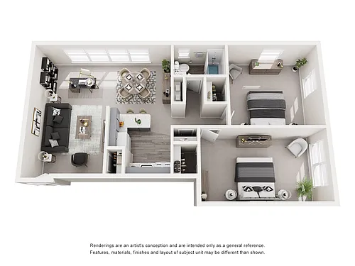 Floor plan 2 Bedroom 1 Bath Floor Plan