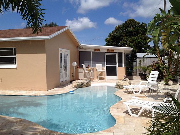 Pool with travertine deck