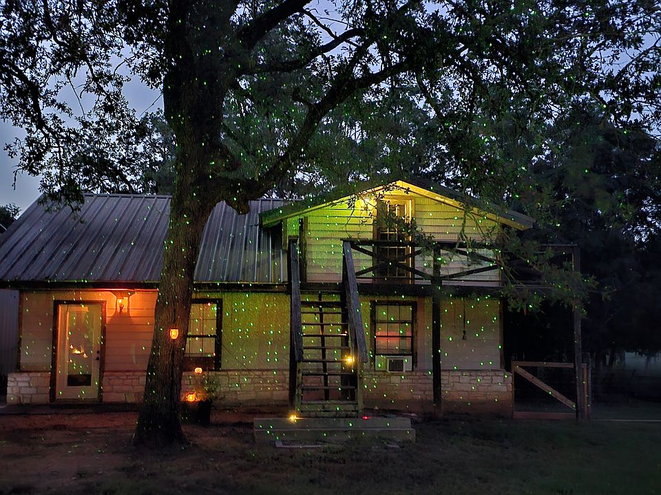 Outside view of house at night