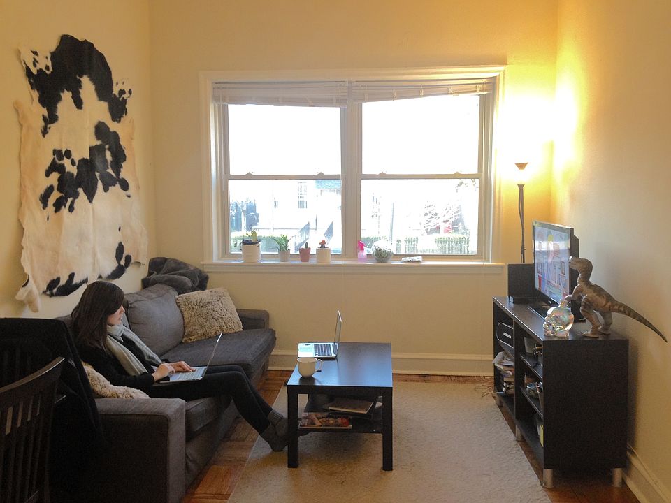 High ceilings, cozy living room, with view onto Walnut