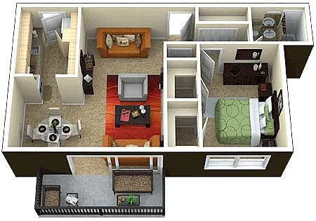 Floor plan 1 Bed 1 Bath