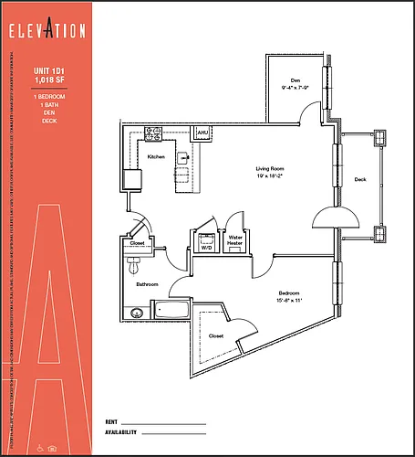 Floor plan One Bedroom Den D