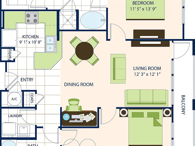 Two Bedroom Two Bath (1171 SF) Two Bedroom Two Bath (1171 SF)
