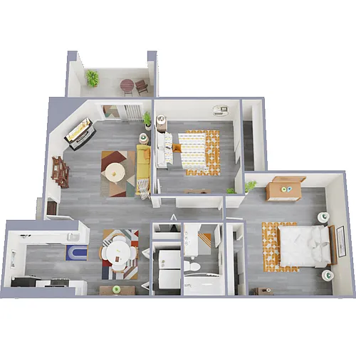 Floor plan Two Bedroom, One Bath
