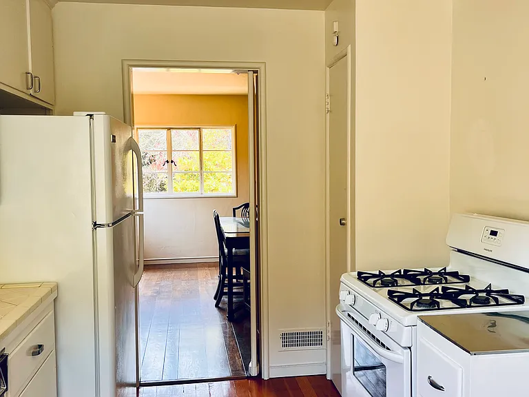 Kitchen can be open or closed off to the dining room. Easy access for serving.