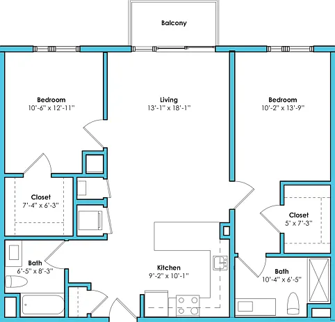 Two Bedroom Two Bath (1041 SF) Two Bedroom Two Bath (1041 SF)