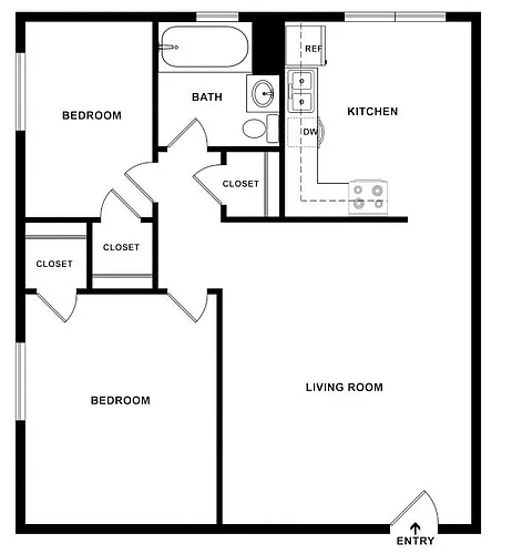 Floor plan Two Bedroom - 50% AMI