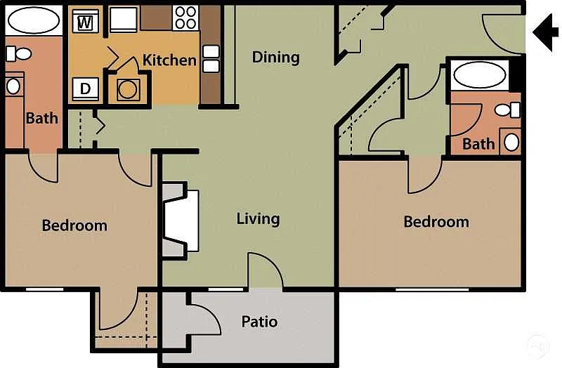 Floor plan Large Two Bedroom