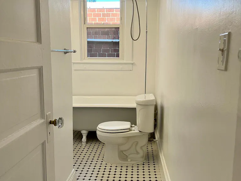 Bathroom looking in at clawfoot tub