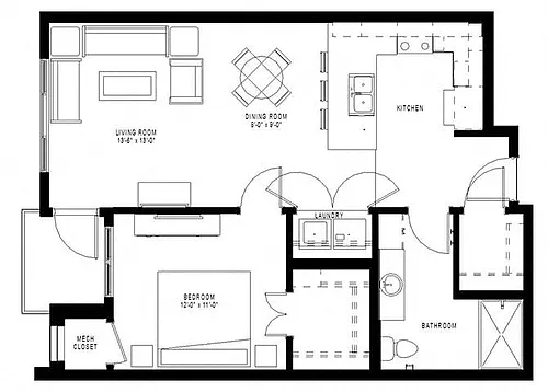 Floor plan One Bedroom B