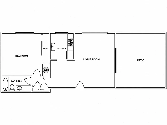 Floor plan 1 Bed / 1 Bath: Type B