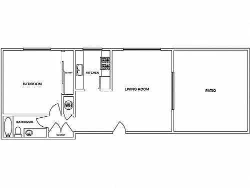 Floor plan 1 Bed / 1 Bath: Type B