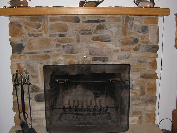 Stone Fireplace, Living Room