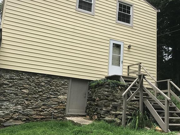 Front entrance has railing