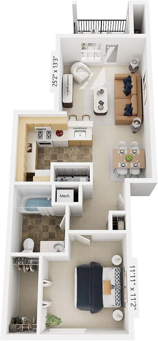 Floor plan One Bedroom - Bridge