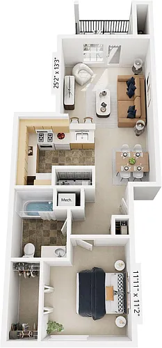 Floor plan One Bedroom - Bridge