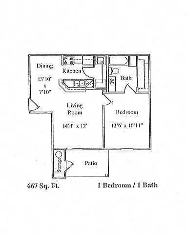 Floor plan 1BD 1BA