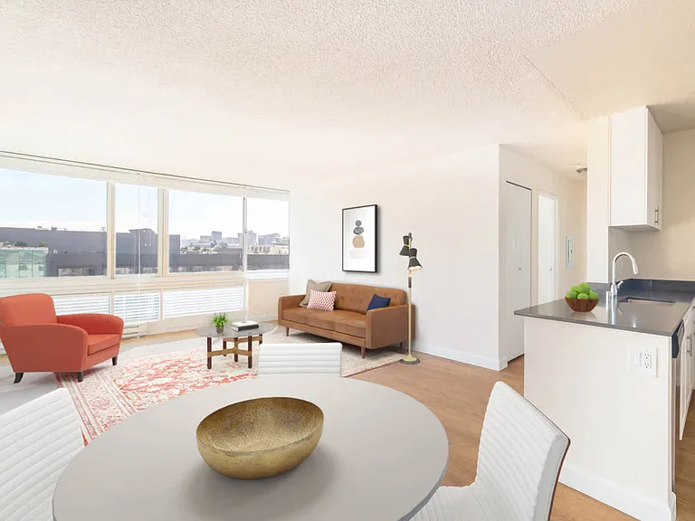 Renovated Kitchen and Living Room with Hard Surface Flooring