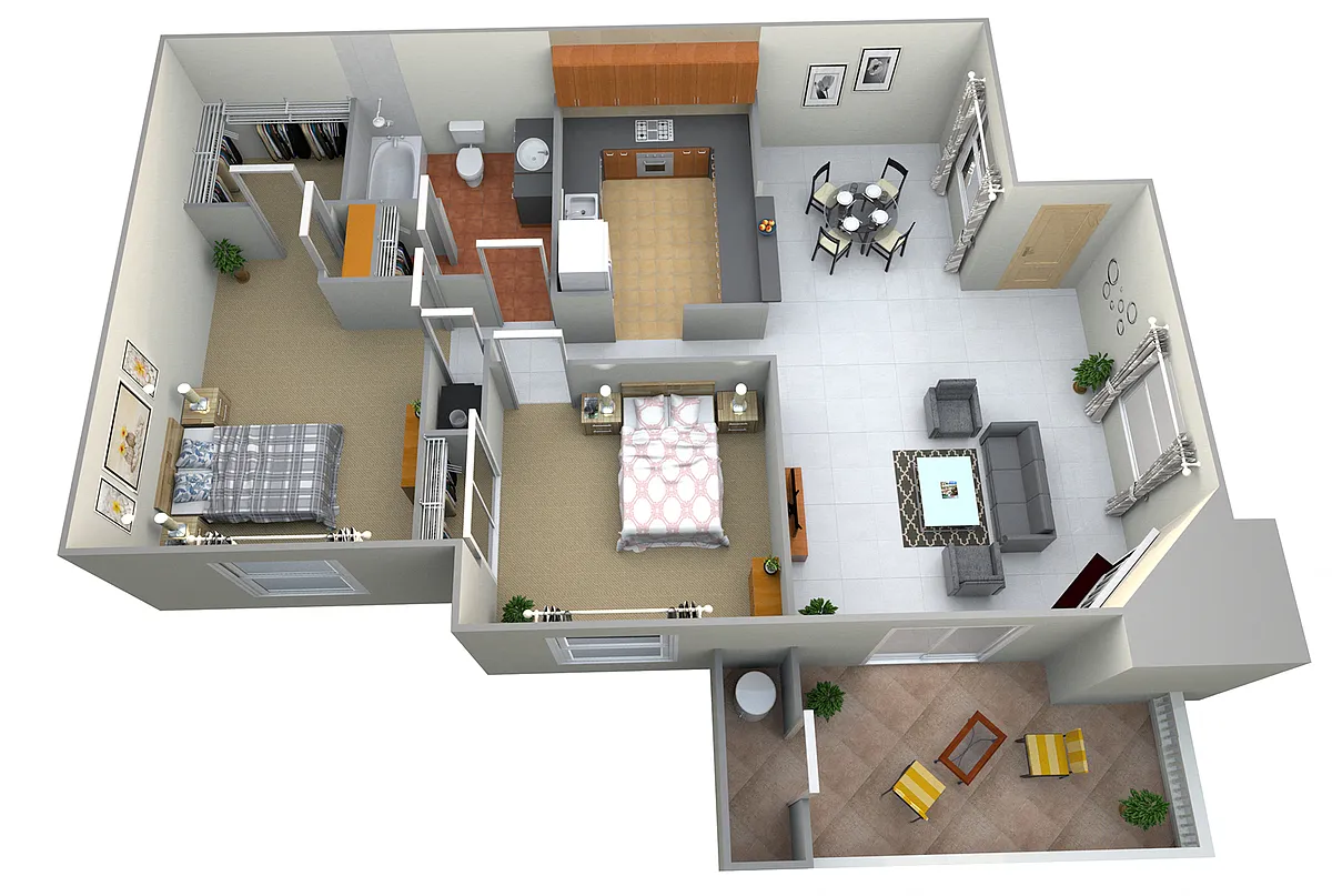 Floor plan 2 BED 1 BATH