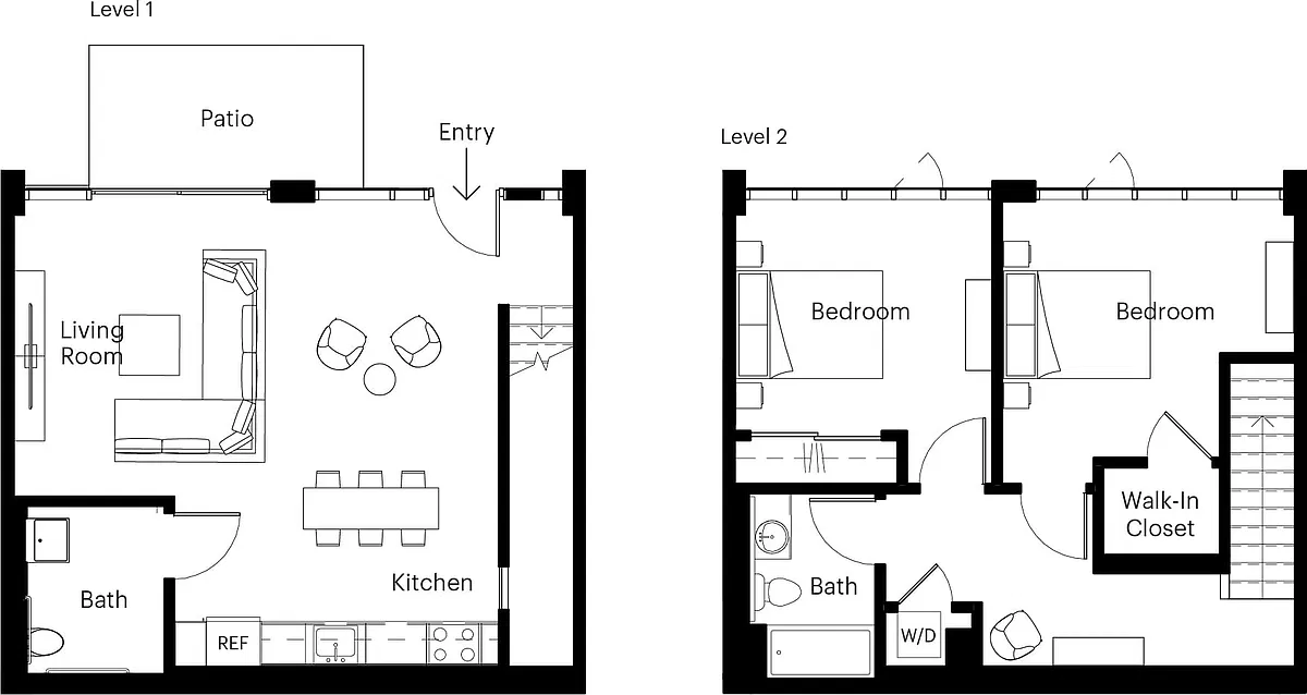 Floor plan 2 Bed/2 Bath L/W-2B
