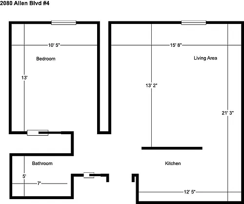 Floor plan 1-Bedroom First Floor 2080-4