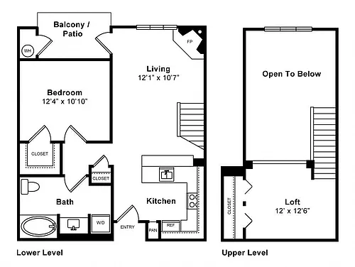 Floor plan One Bedroom with Loft