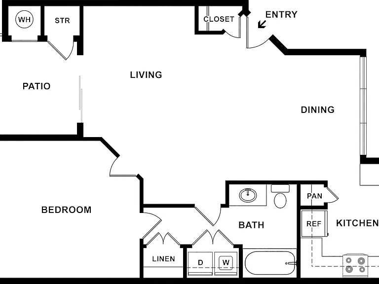 1 BD / 1 BA - 680 SF
