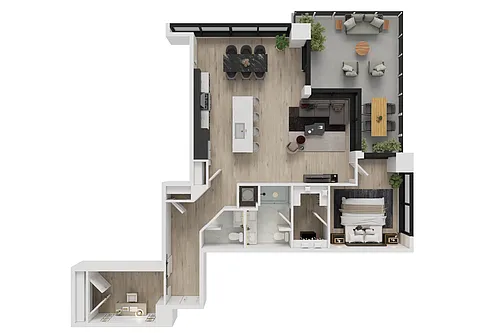 Floor plan 1 Bedroom Apartment
