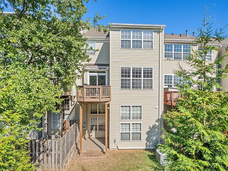 Back view of backyard and deck