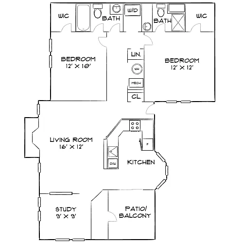Floor plan Design 2B20 with Den