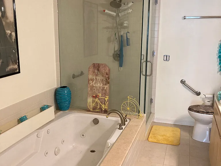 Primary full bathroom - walk in shower & jet spa tub