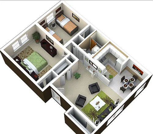 Floor plan 2 Bed/1 Bath