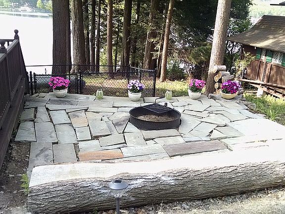 Fire pit with lake view