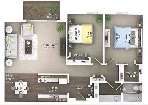 Floor plan 2 Bedroom, Income Restrictions, NOAH