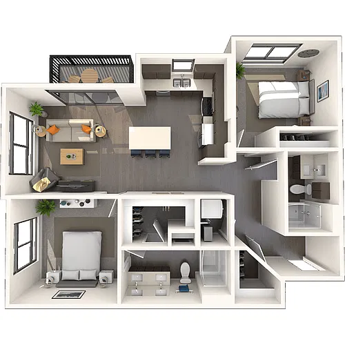 Floor plan Traditional 2x2 1064-1070 SF