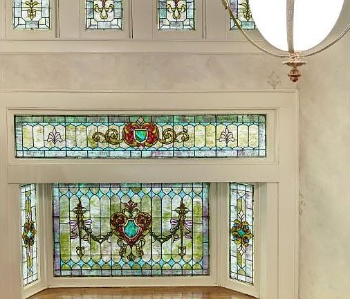Absolutely stunning wall of Stained Glass fills the landing between the first and second floors and is enjoyed by both.  Truly a breathtaking work of art.