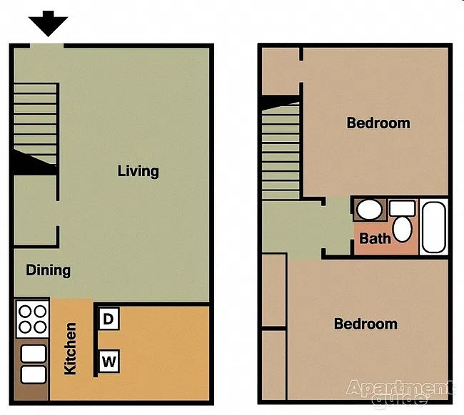 Floor plan 2 Bedroom Townhome