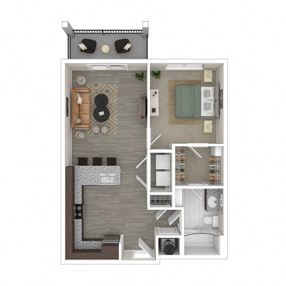 Floor plan Harvey (1x1 685-690 Sq. Ft.)