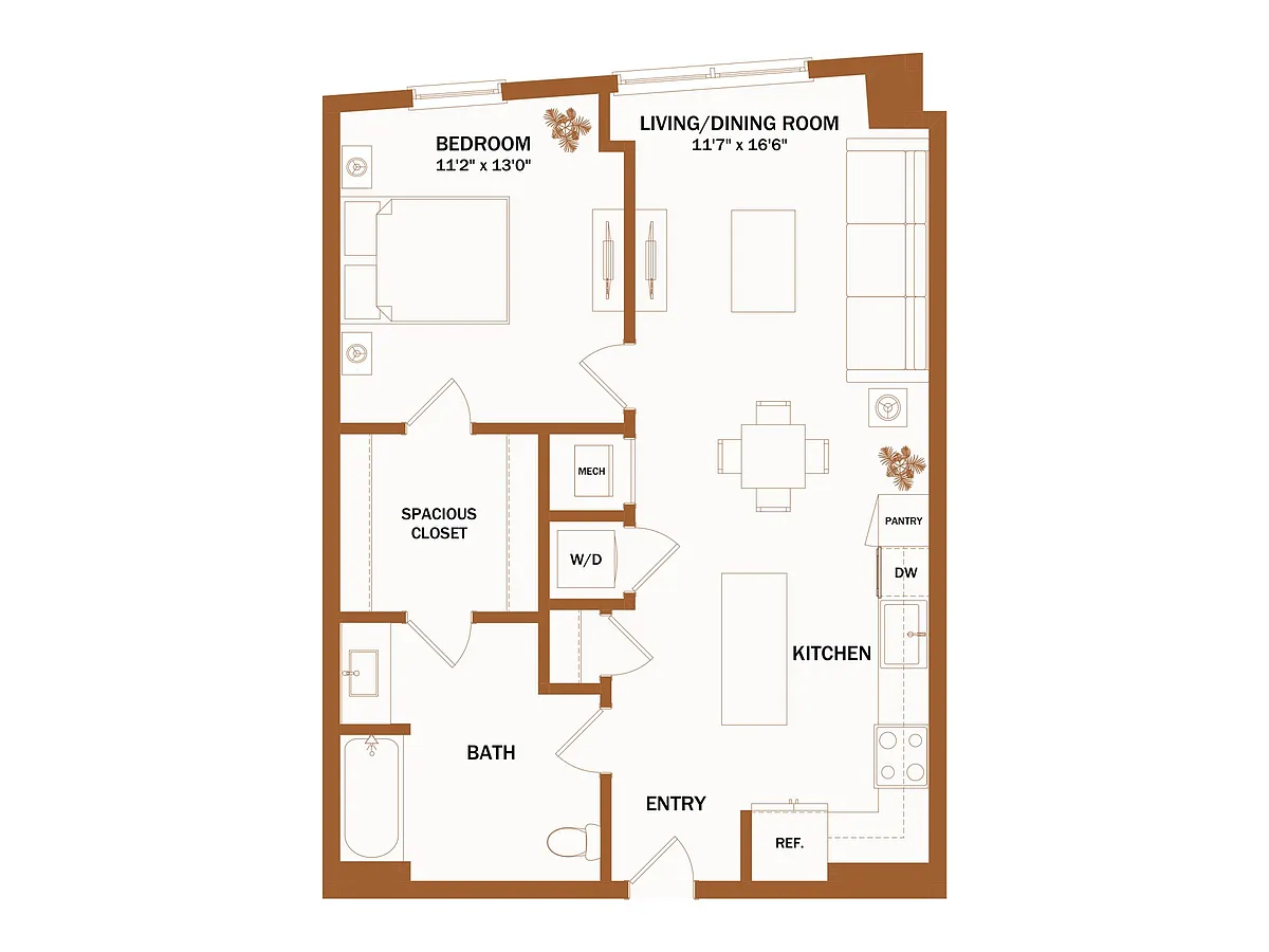 Floor plan B13 - 1 Bed | 1 Bath