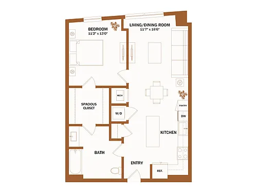Floor plan B13 - 1 Bed | 1 Bath